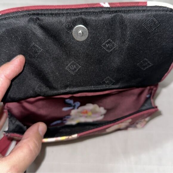 Vera Bradley RFID Blooms and Branches Burgundy Floral Crossbody Wallet Bag Purse - Picture 13 of 16